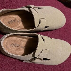 HOTCAKES Taupe Suede Slip-On Mules